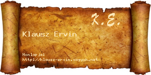 Klausz Ervin névjegykártya