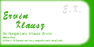 ervin klausz business card